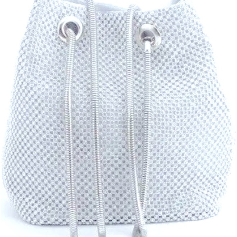 Silver Rhinestone Crystal Bucket evening bag - Picture 3 of 3